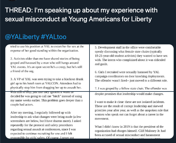 featured image thumbnail for event Dozens of allegations made against YAL staffers, VP Justin Greiss, and President Cliff Maloney
